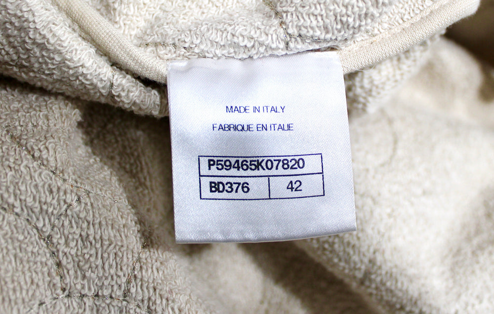 Chanel Camellia Stitched Beige Cotton Crewneck Sweatshirt circa 2018