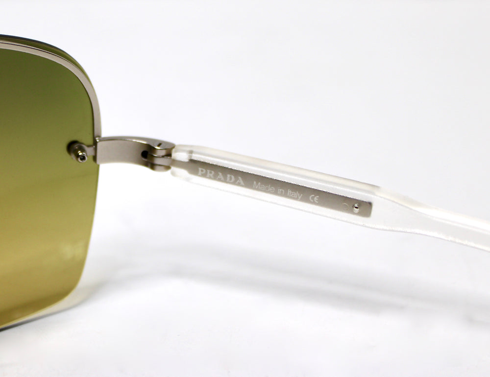 Prada Rimless Green Gradient Tinted Sunglasses circa Y2K