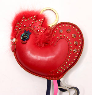 MCM Red Leather Studded Rooster Bag Charm – Vintage by Misty