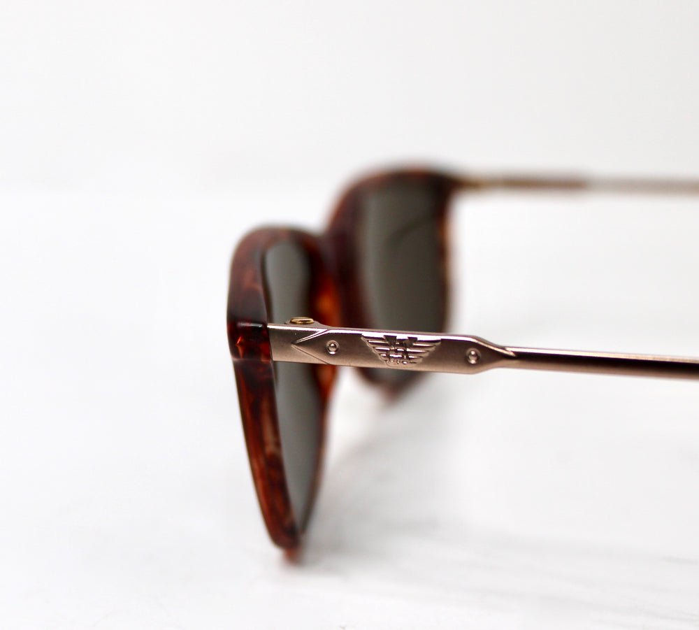 Emporio Armani Matte Red Tortoise Frame Wayfarer Sunglasses circa 1990s