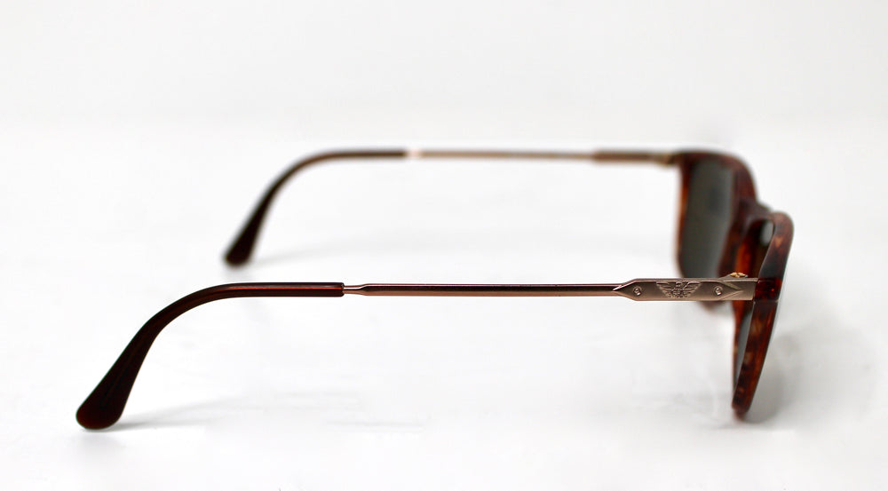 Emporio Armani Matte Red Tortoise Frame Wayfarer Sunglasses circa 1990s