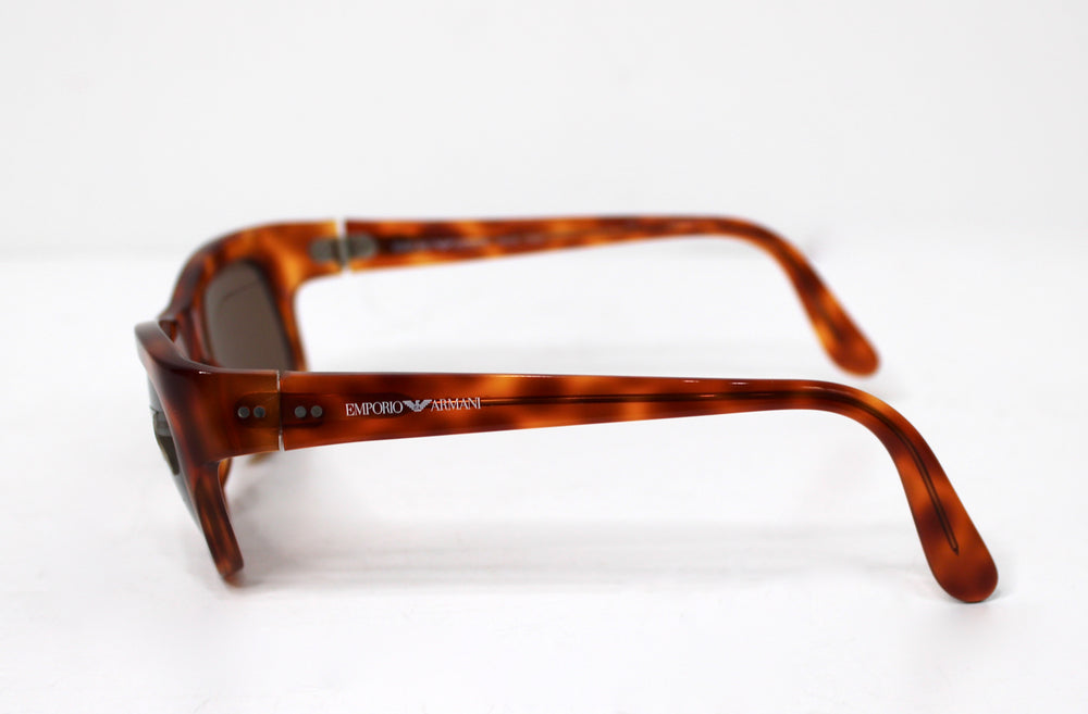 Emporio Armani Brown Tortoise Acetate Wayfarer Sunglasses circa 1990s