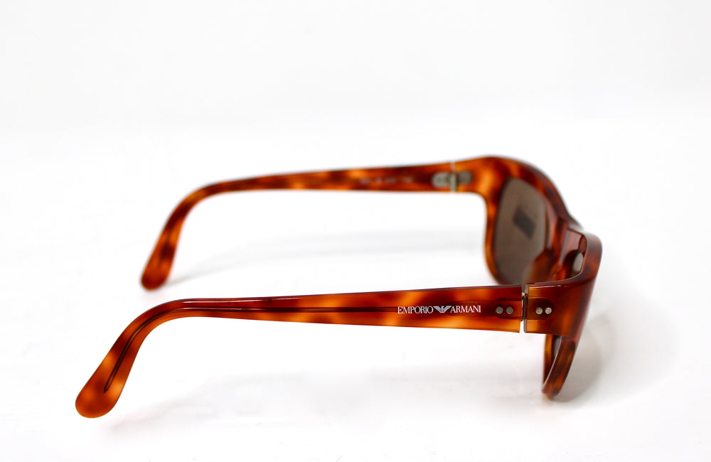 Emporio Armani Brown Tortoise Acetate Wayfarer Sunglasses circa 1990s