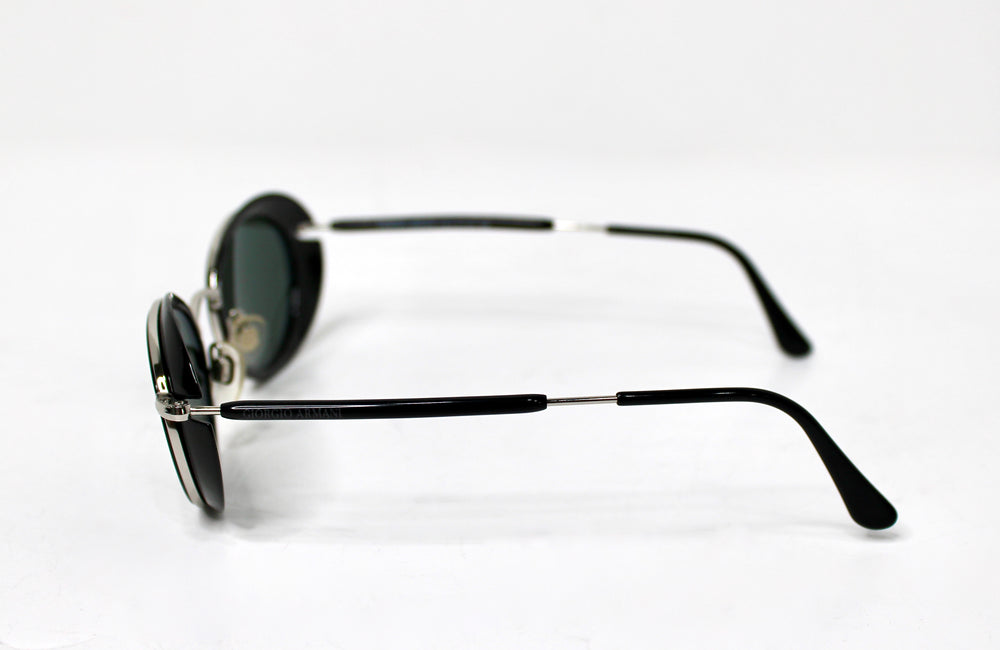 Giorgio Armani Oval Goggle Style Black & Silver-Tone Sunglasses circa 1990s