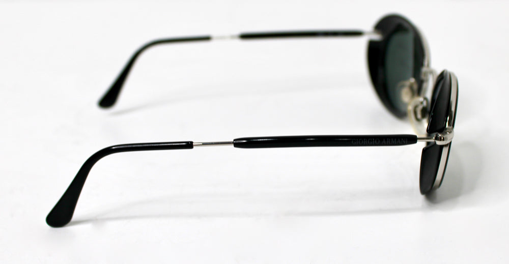Giorgio Armani Oval Goggle Style Black & Silver-Tone Sunglasses circa 1990s