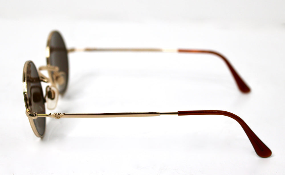 Emporio Armani Round Mirrored Lens Gold-Tone Metal Frame Sunglasses circa 1990s