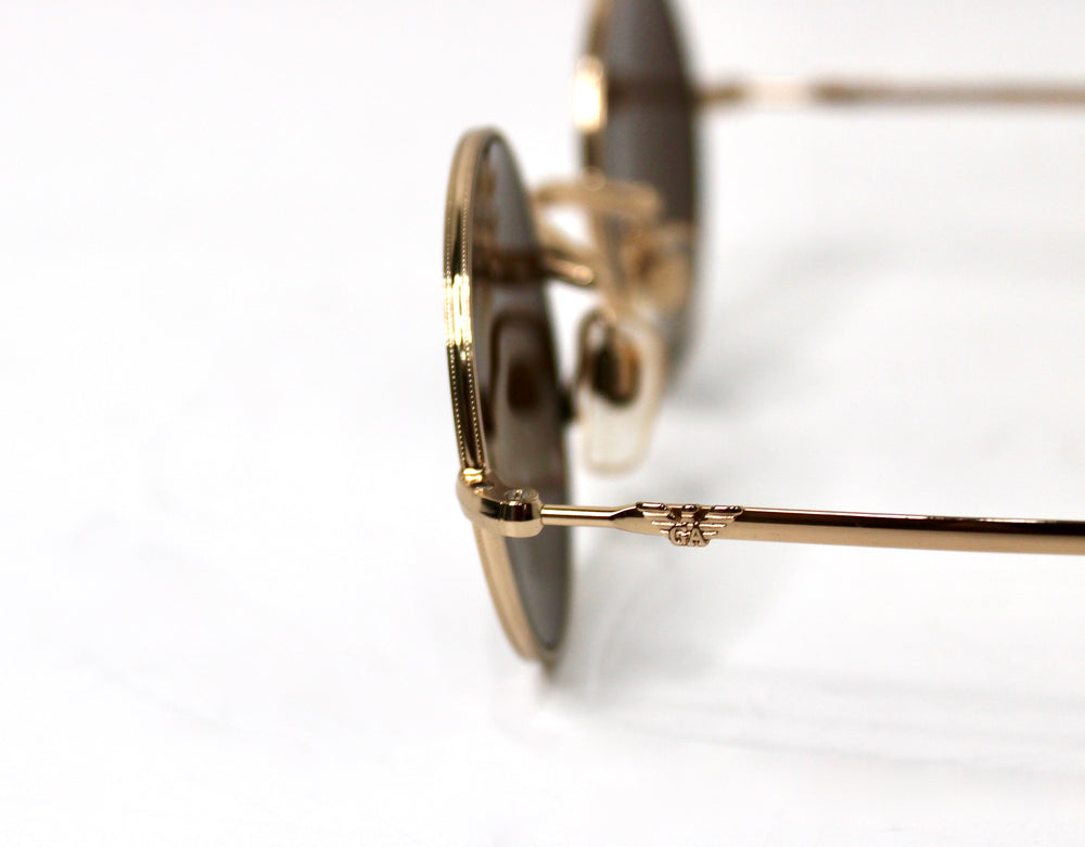 Emporio Armani Round Mirrored Lens Gold-Tone Metal Frame Sunglasses circa 1990s