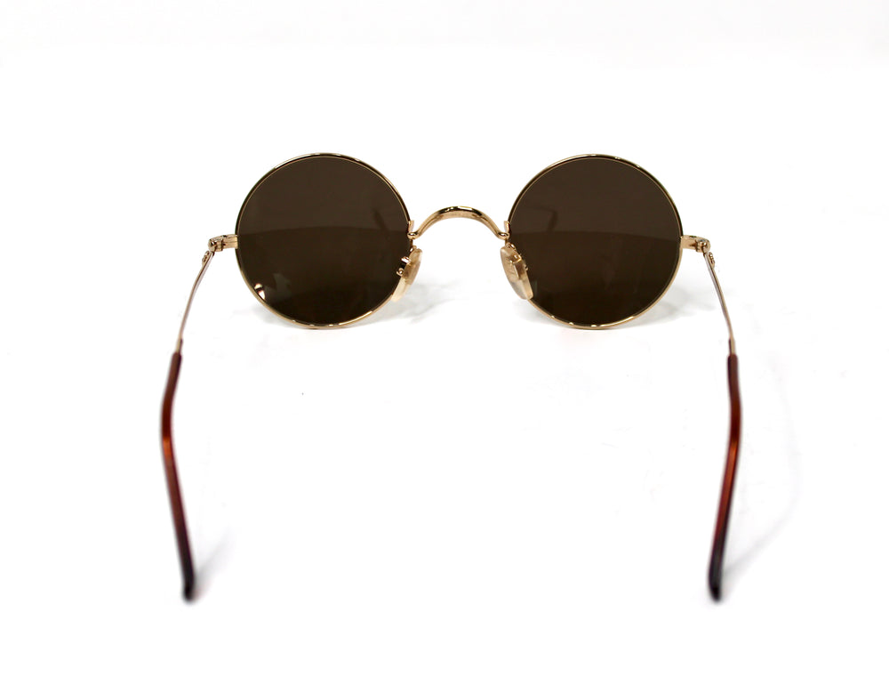 Emporio Armani Round Mirrored Lens Gold-Tone Metal Frame Sunglasses circa 1990s