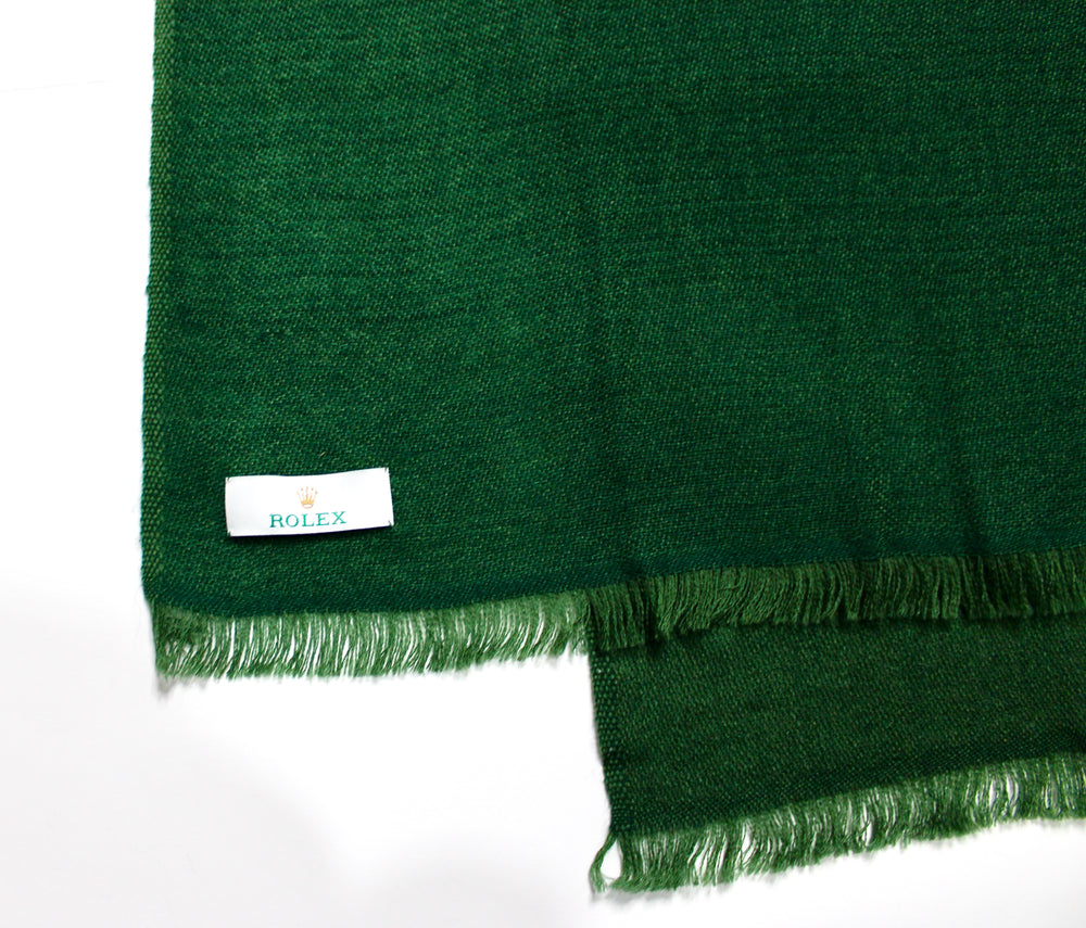 Rolex Two-Toned Green Cashmere Fringe Scarf