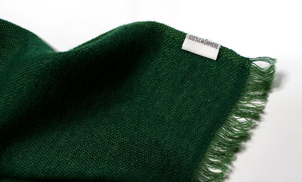 Rolex Two-Toned Green Cashmere Fringe Scarf