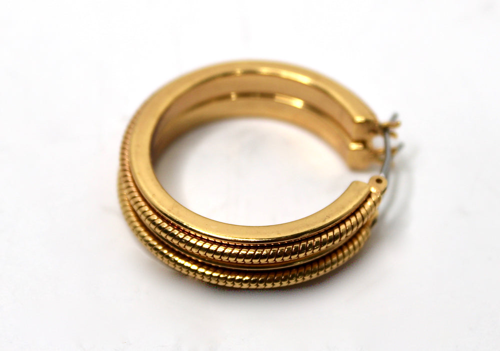 18k Gold Plated Hoop Earrings circa 1970s