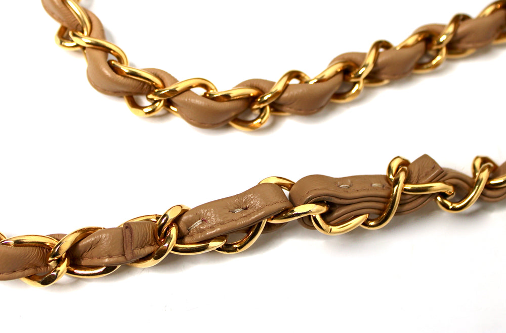 Chanel Large Beige Quilted Lambskin Single Flap Handbag circa 1994-96