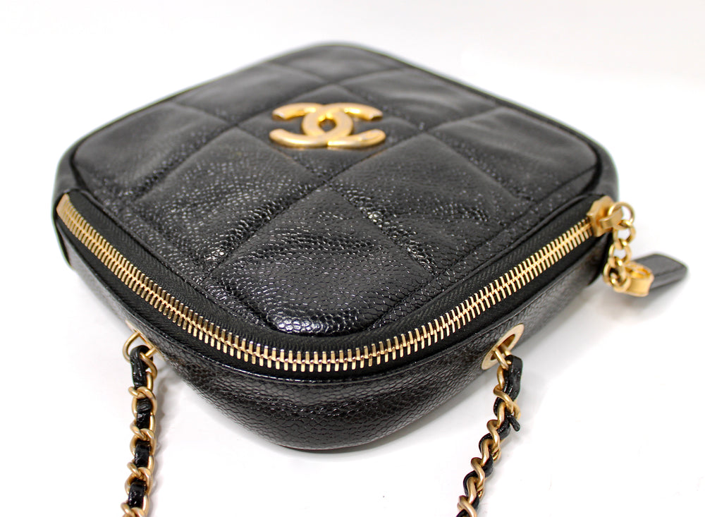 Chanel Black Quilted Caviar Leather Diamond Crossbody Handbag circa 2020
