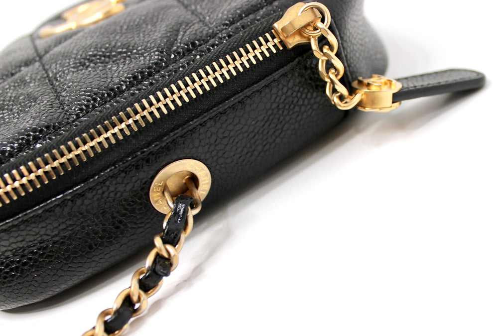 Chanel Black Quilted Caviar Leather Diamond Crossbody Handbag circa 2020