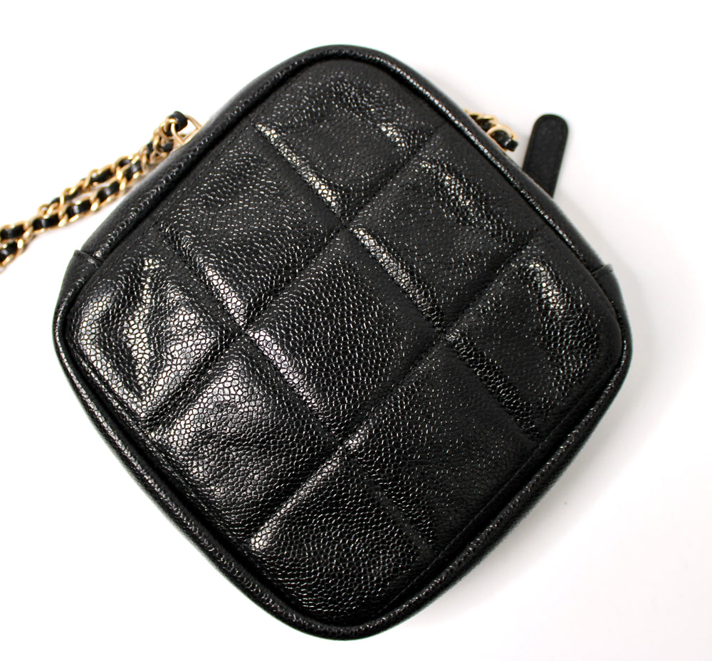 Chanel Black Quilted Caviar Leather Diamond Crossbody Handbag circa 2020