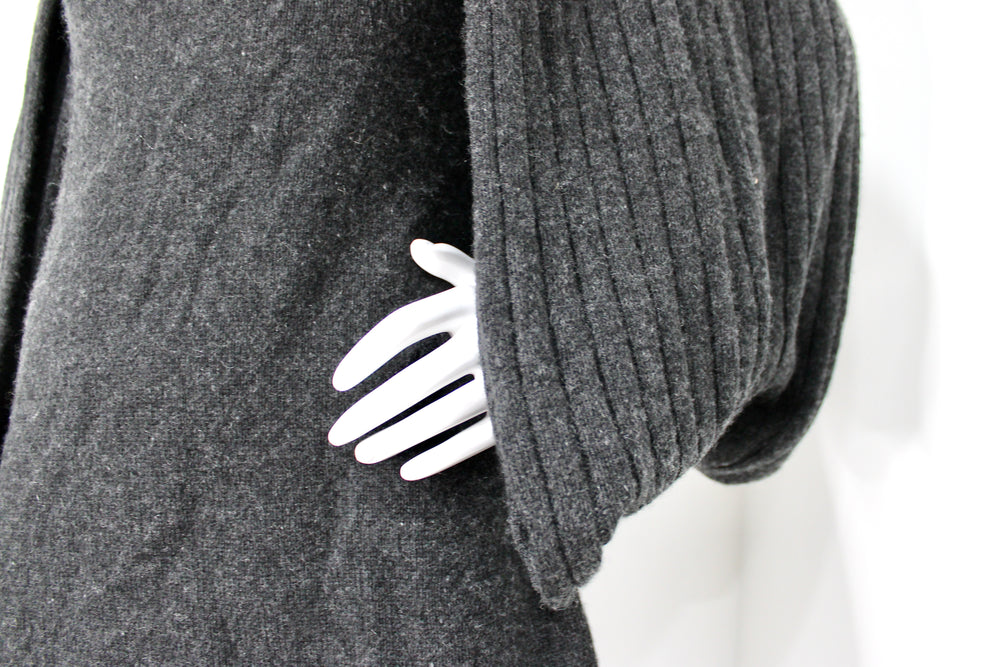 Chanel Dark Grey Cashmere Turtleneck Dress With Cage Sleeves circa 2007