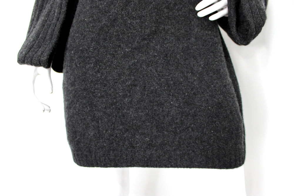 Chanel Dark Grey Cashmere Turtleneck Dress With Cage Sleeves circa 2007