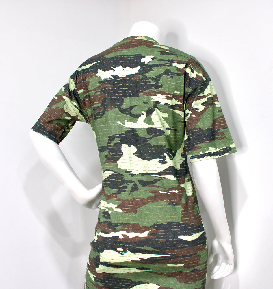 Acne Studios Camouflage Print Cotton Maxi Dress With High-Slit