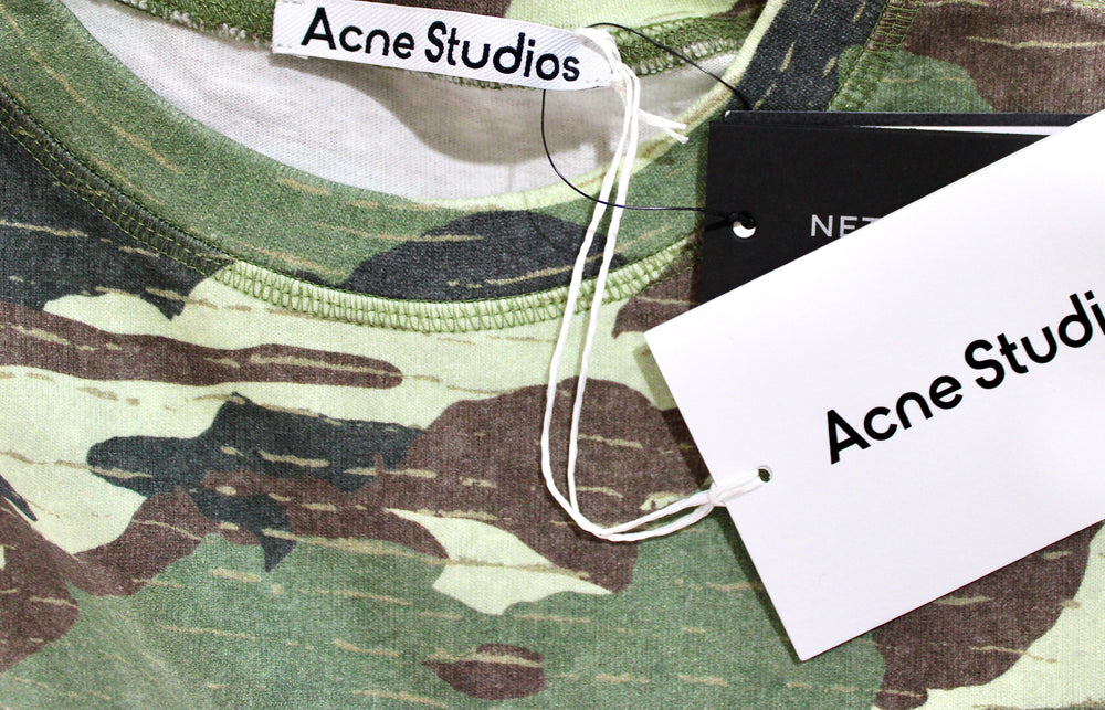 Acne Studios Camouflage Print Cotton Maxi Dress With High-Slit