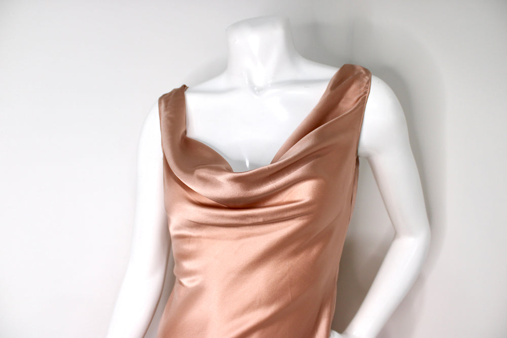 Mother Of All Pale Pink Venus Cowl Neck High-Slit Sleeveless Dress