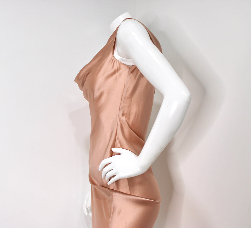 Mother Of All Pale Pink Venus Cowl Neck High-Slit Sleeveless Dress