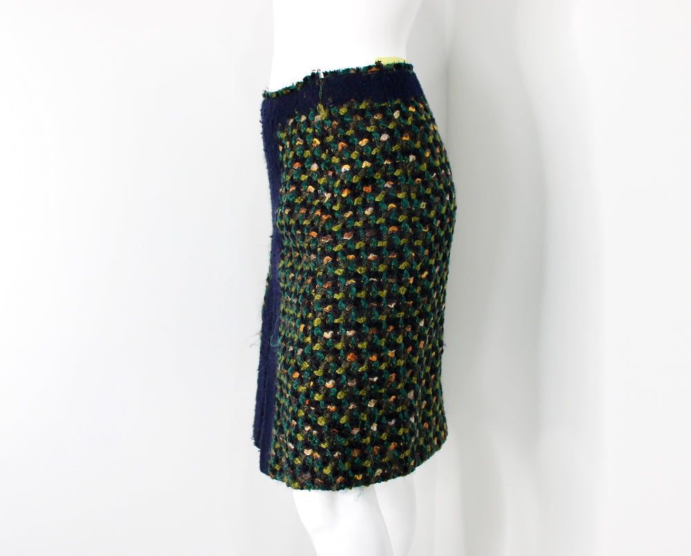 Prada Green Wool Tweed Skirt circa 2010