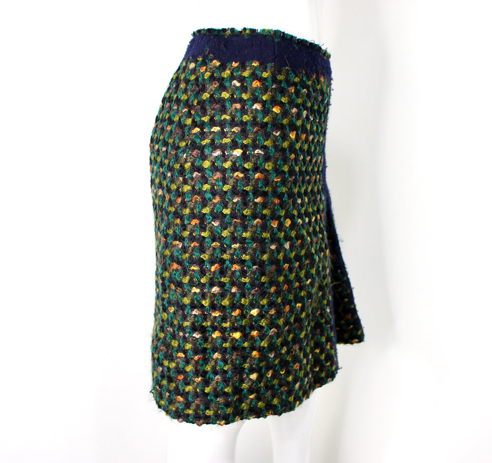 Prada Green Wool Tweed Skirt circa 2010
