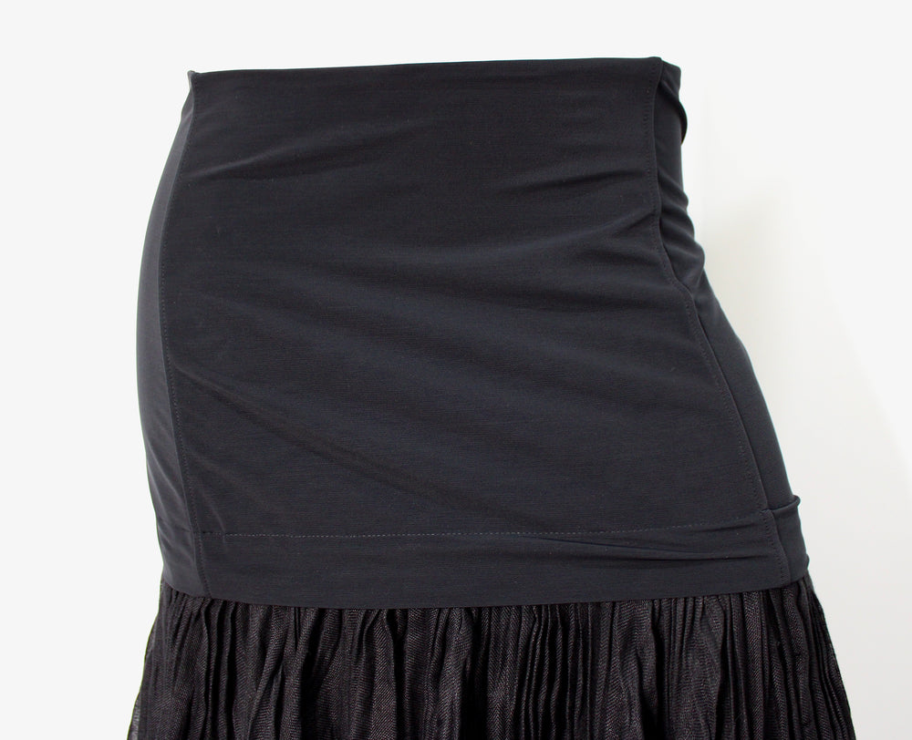 Celine Black Layered Pleated Maxi Skirt circa 2014