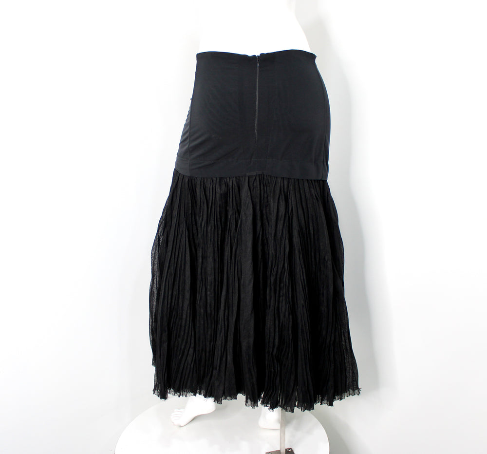 Celine Black Layered Pleated Maxi Skirt circa 2014
