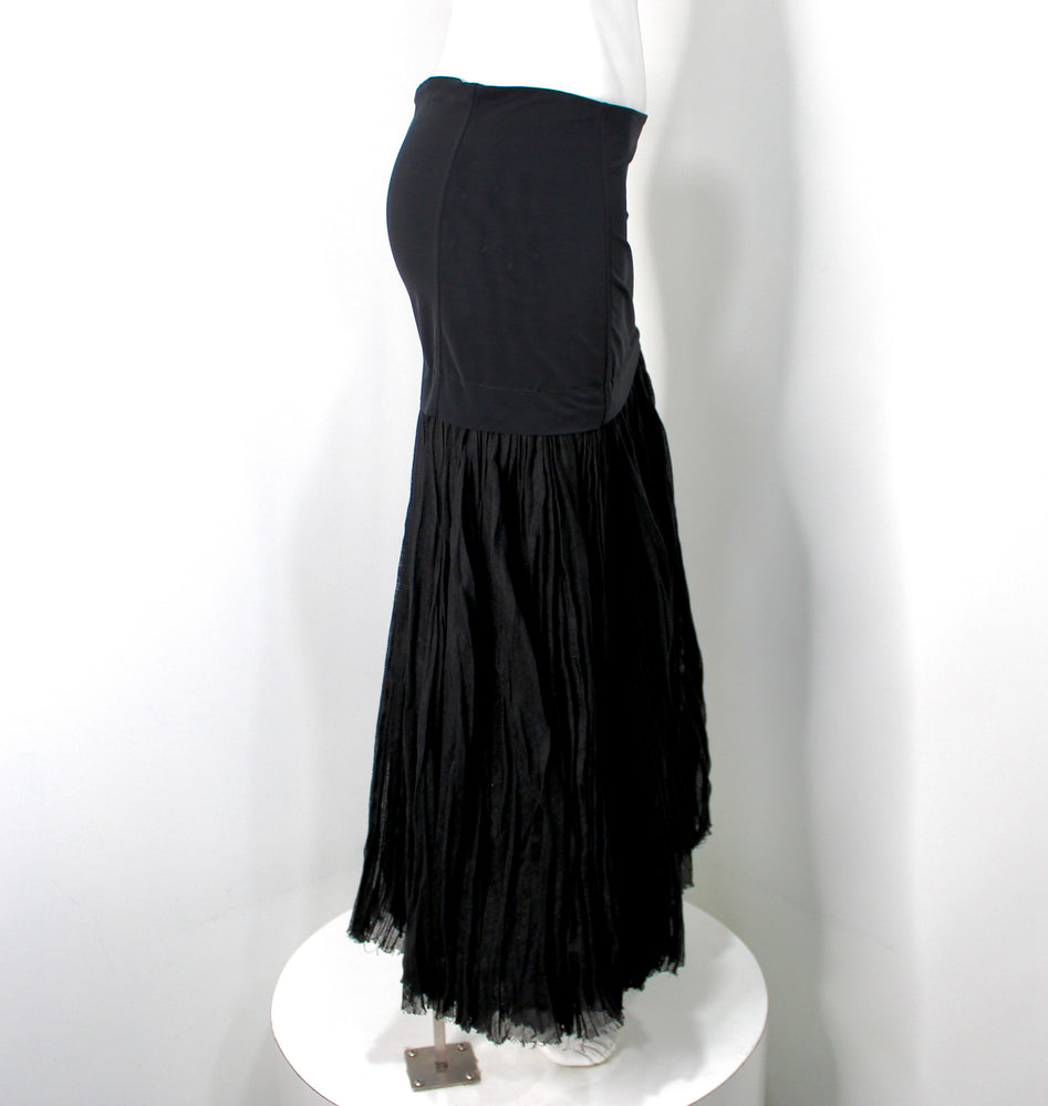 Celine Black Layered Pleated Maxi Skirt circa 2014