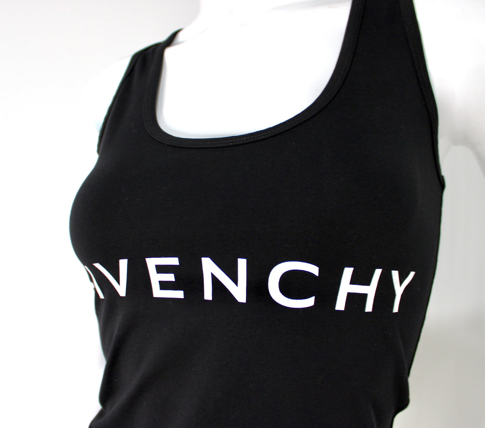 Givenchy Black Logo Print Cotton Tank Top