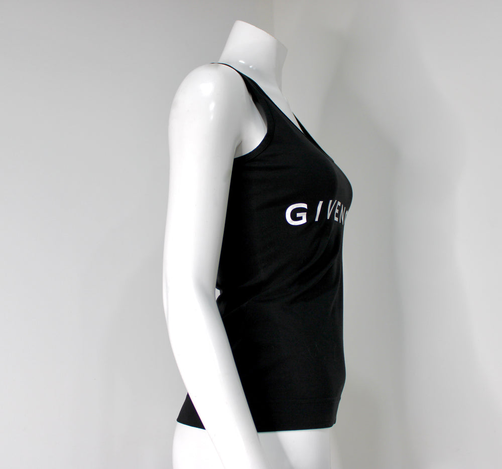 Givenchy Black Logo Print Cotton Tank Top