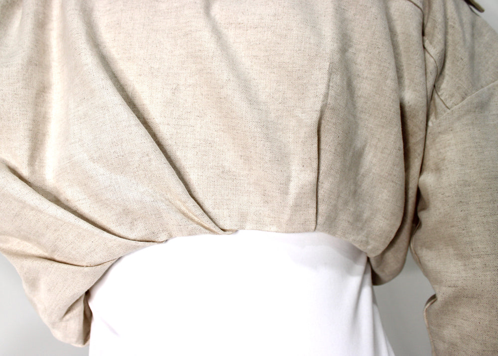 Jacquemus Beige L'ANNÉE 97 Asymmetric Cropped Button-Up Shirt