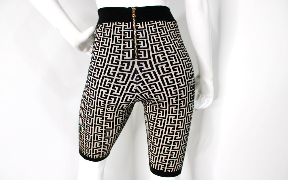 Balmain Jacquard Knit Monogram Bike Shorts