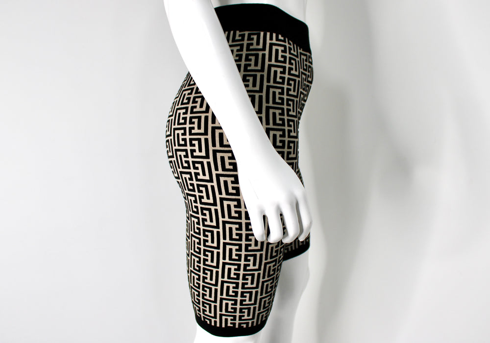 Balmain Jacquard Knit Monogram Bike Shorts