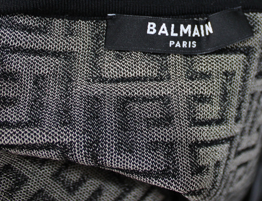 Balmain Jacquard Knit Monogram Cropped Knit Tank Top