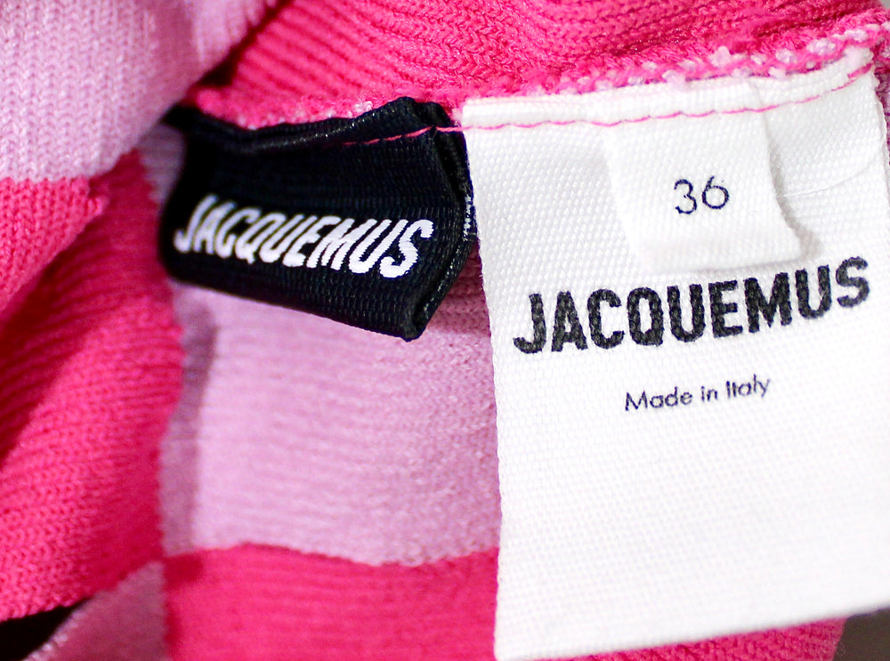 Jacquemus Le Maille Gelato Pink Checkered Knit Crop Top