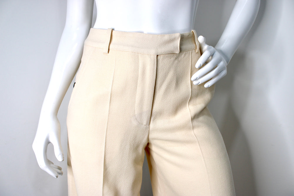 John Galliano Cream Wide Leg Trousers circa Y2K