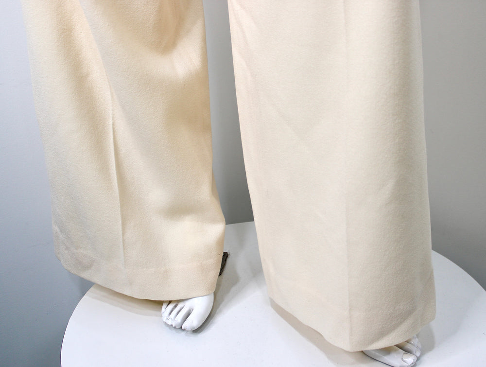 John Galliano Cream Wide Leg Trousers circa Y2K