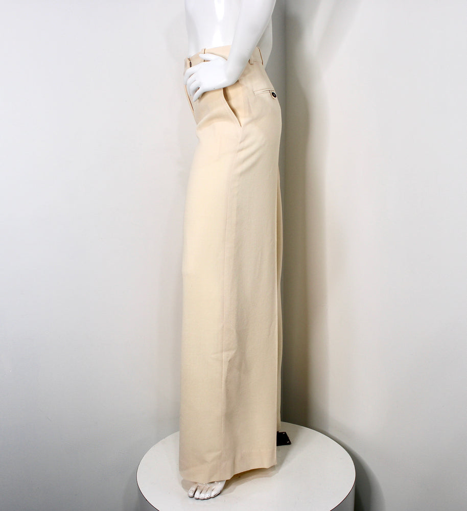 John Galliano Cream Wide Leg Trousers circa Y2K