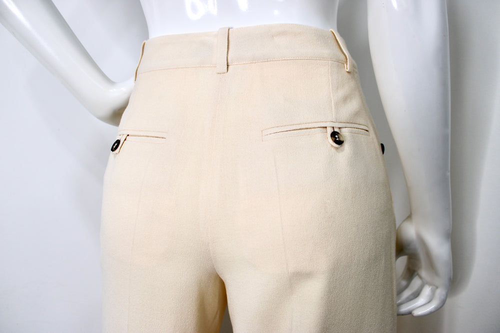 John Galliano Cream Wide Leg Trousers circa Y2K