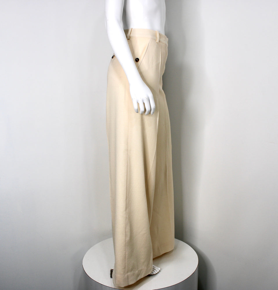 John Galliano Cream Wide Leg Trousers circa Y2K