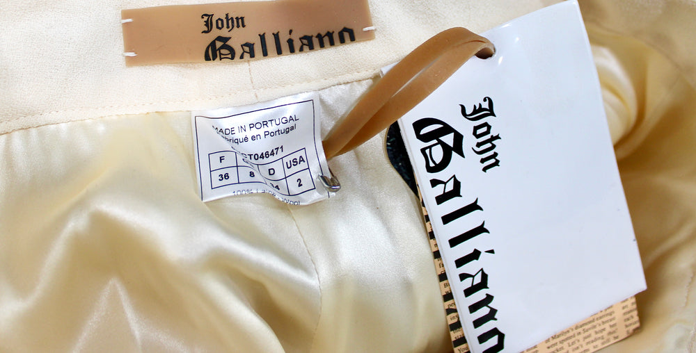 John Galliano Cream Wide Leg Trousers circa Y2K