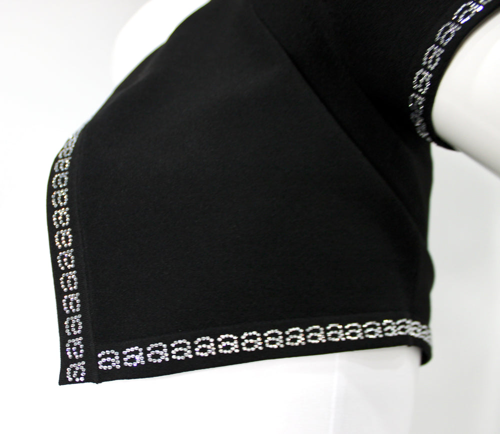 Alexander Wang Rhinestone Logo Trim Cropped Cardigan