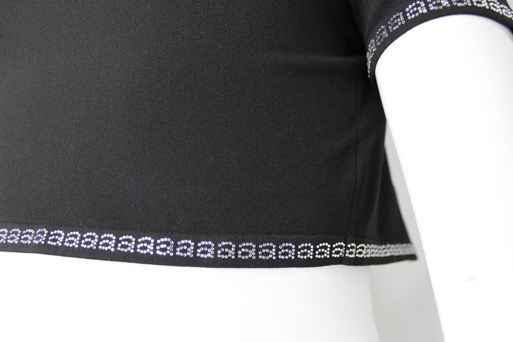 Alexander Wang Rhinestone Logo Trim Cropped Cardigan