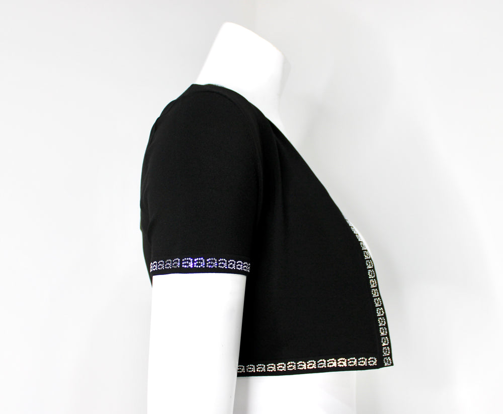 Alexander Wang Rhinestone Logo Trim Cropped Cardigan