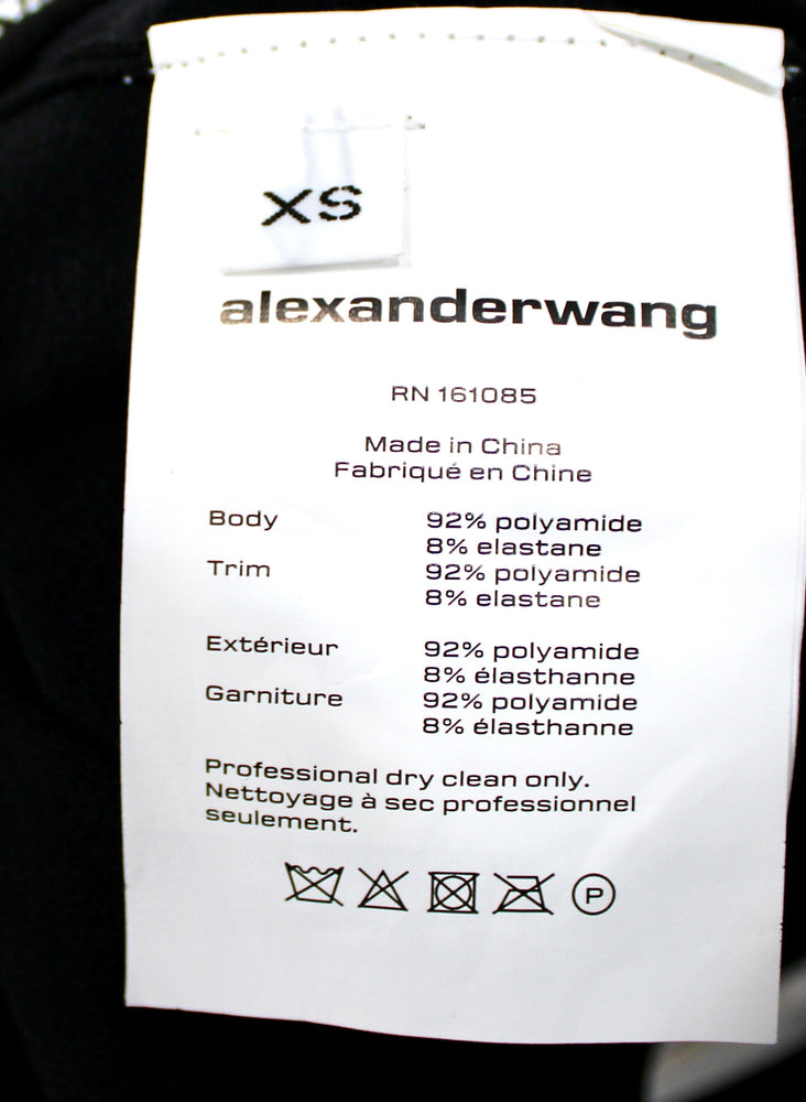 Alexander Wang Black Logo Rhinestone Trim Crop Top