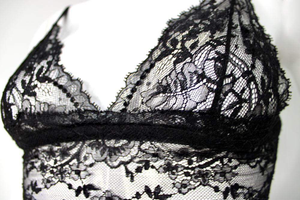 Dolce & Gabbana Black Lace Longline Bralette