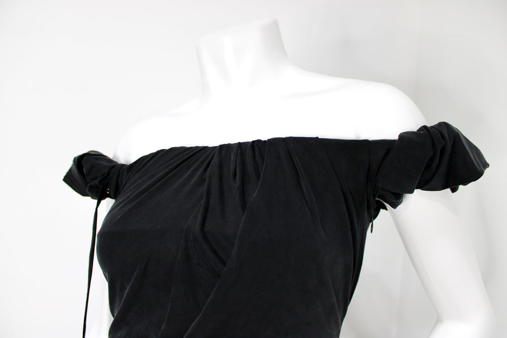 Jacquemus Black La Robe Ciceri Draped Off-The-Shoulder Mini Dress