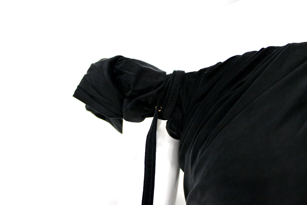 Jacquemus Black La Robe Ciceri Draped Off-The-Shoulder Mini Dress